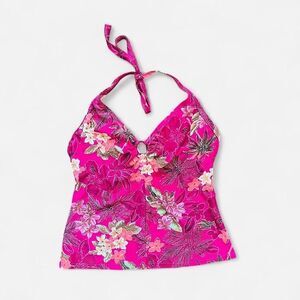 Christina pink floral Y2K tankini halter top